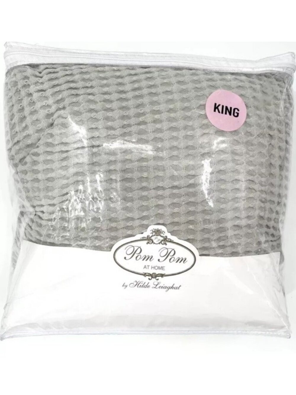 Pom Pom at Home By Hilde Leiaghat Zuma Waffle Weave Blanket 110"x90" KING Gray